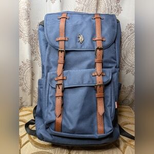 U.S. Polo Assn. Navy Blue Unisex Top Loader Flap Backpack